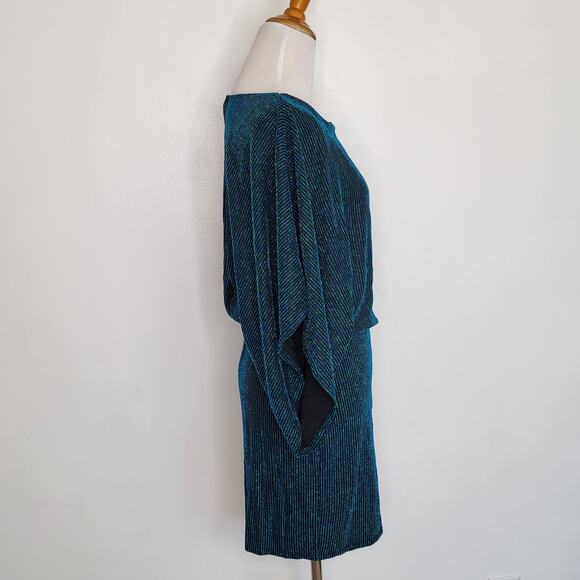 Jay Godfrey Kimono Sleeve Glam Dress Mini Blouson Blue Metallic Women 6 - Picture 2 of 12